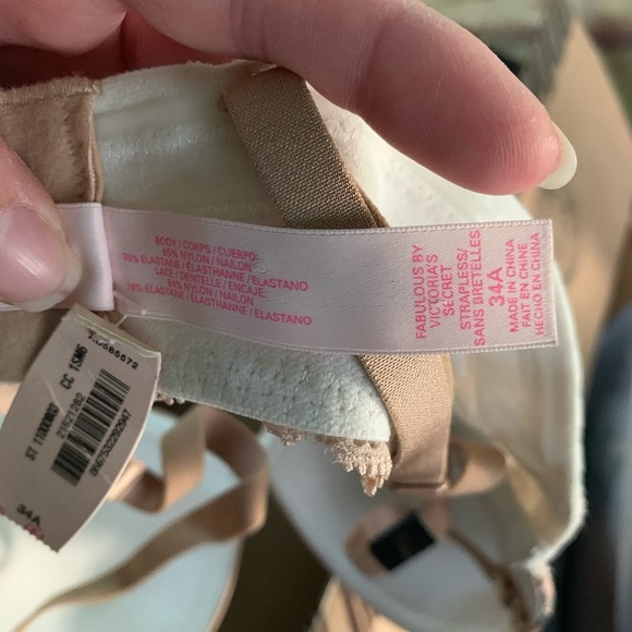 Fabulous By Victoria's Secret Pink Gold Champagne Strapless Convertible Bra 34A - Picture 13 of 13